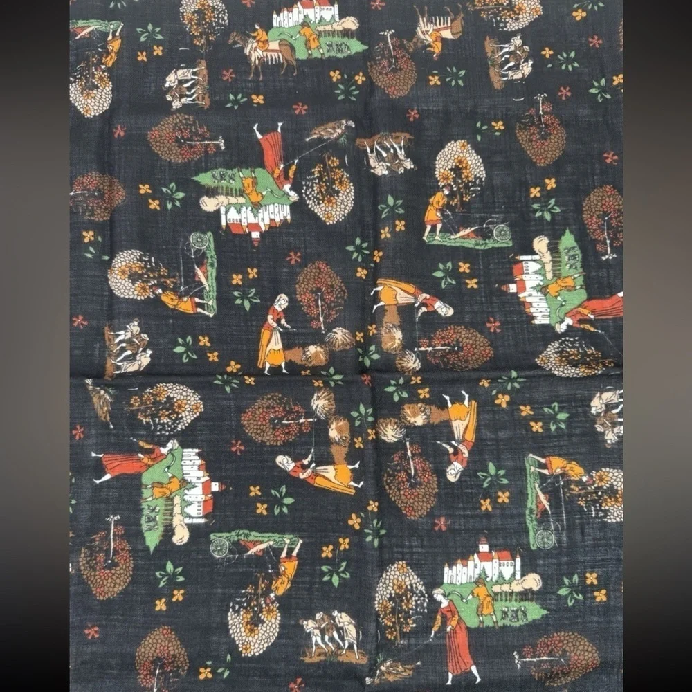 Calvin Klein Vintage Authentic Farming/village Print Scarf-black